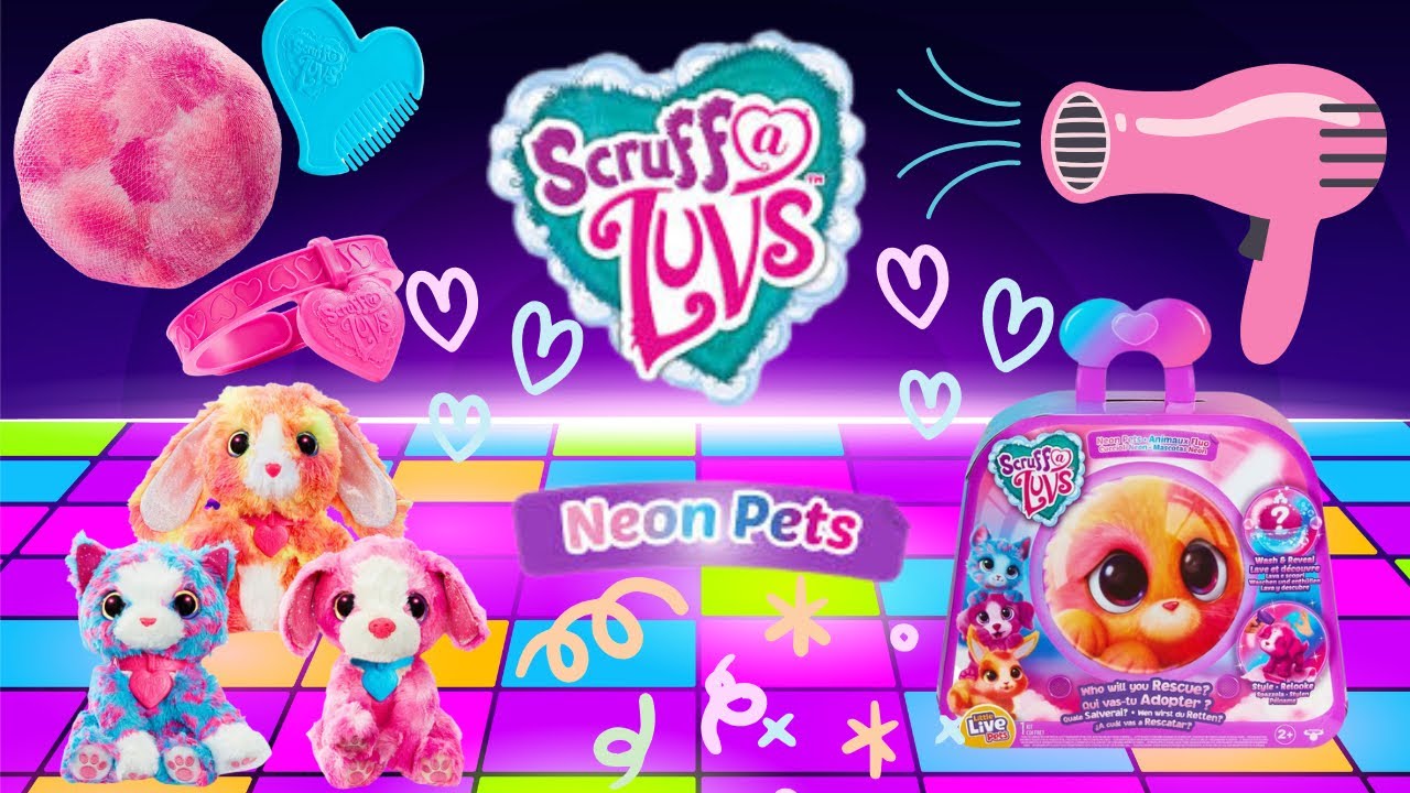 Little Live Pets Scruff-A-Luvs: Neon Pet Kit Assortment Unboxing & Playthrough