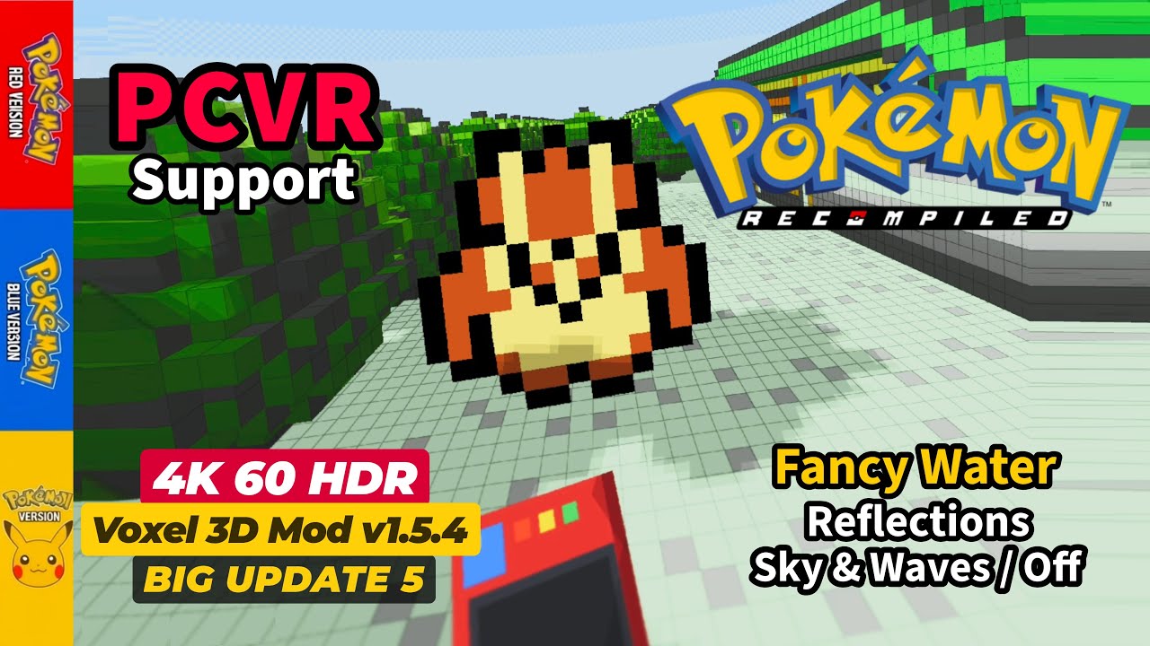 Pokemon Red, Blue & Yellow | 4K HDR | 60FPS | Voxel 3D Mod v1.54 | PCVR Support | Gen1recomp v0.1.63