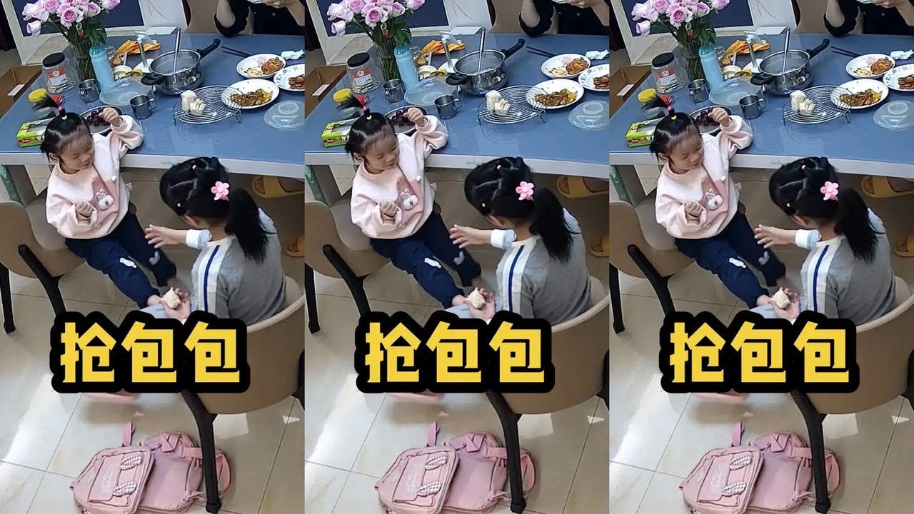 有两个孩子的家庭，每天不可避免的事情之一就是抢东西，比如抢包包。#小型生物#内容启发搜索 #随时随地标记一下 #二胎 #姐妹