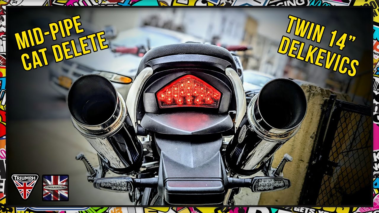 Cat Removal - Twin Delkevic Mufflers - Speed Triple Mods & Maintenance 3