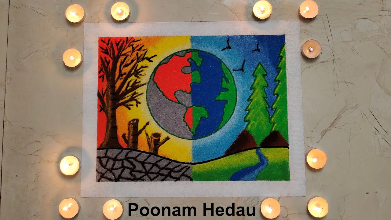 Save Earth Save Nature Rangoli Competition | World Environment Day Rangoli | Poster Rangoli