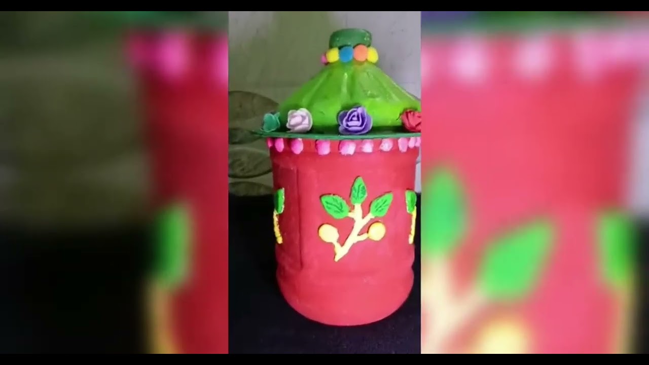 I reuse plastic waste bottle for storage with decorative crafts 