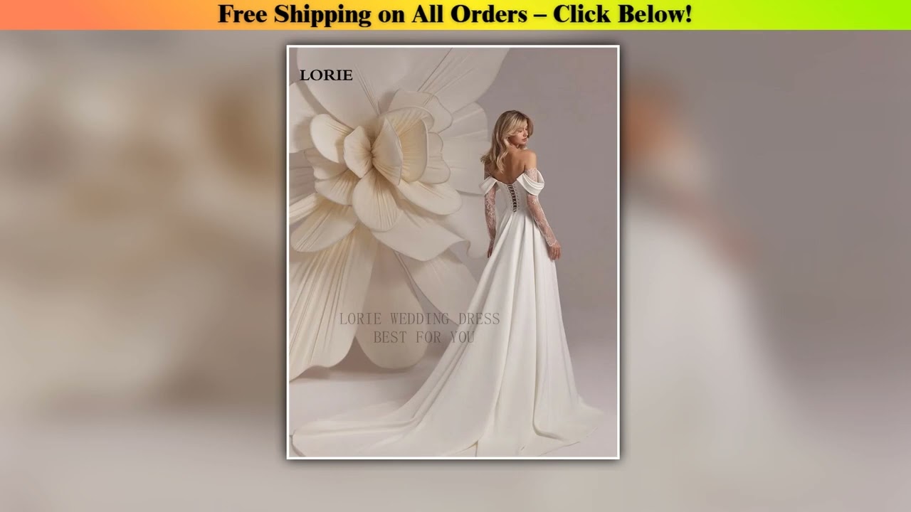 LORIE Lace Long Sleeve Wedding Dresses Off Shoulder A-Line Bridal Gowns Backless Princess