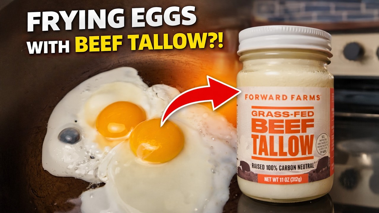 Frying an egg with Forward Farms grass fed beef tallow