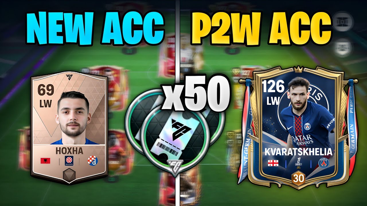 50 Drafts on a NEW Account vs P2W Account! (FC Mobile)