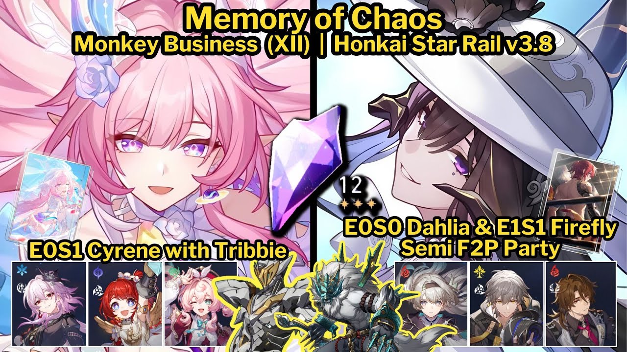 MoC Stage 12 E0S1 Cyrene and E0S0 The Dahlia with Firefly Semi F2P Party | Honkai Star Rail v3.8