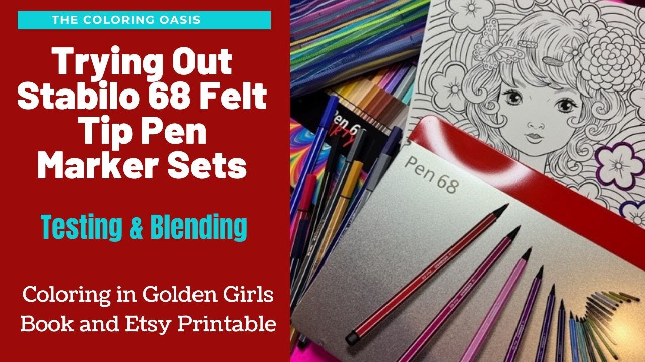 Review and Coloring with Stabilo 68 Arty Felt Marker Pens and Gift Tin | Coloring in Golden Girls