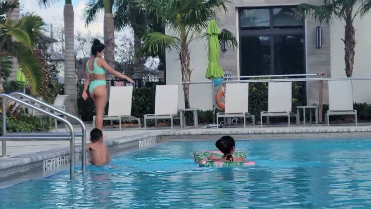 The kids at the pool in Miami