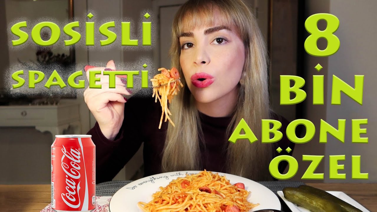 SALÇALI SOSİSLİ SPAGETTİ MUKBANG Türkçe | 8 BİN ABONE ÖZEL