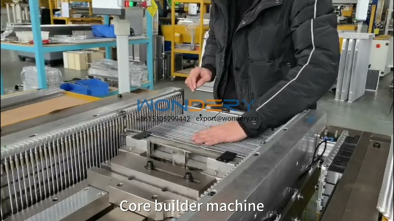 How does one semi automatic type radiator core builder machine works?