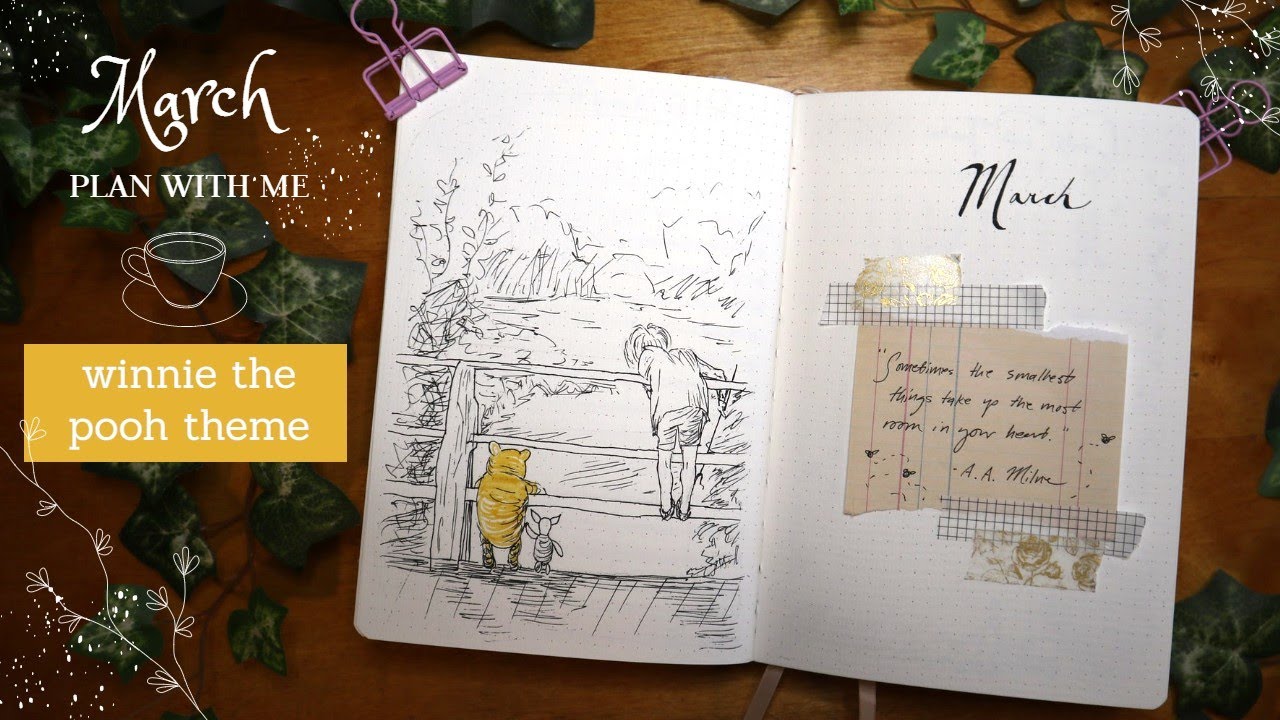 march plan with me 🍯 winnie the pooh theme 🧸 COLLAB with Lynette Clark