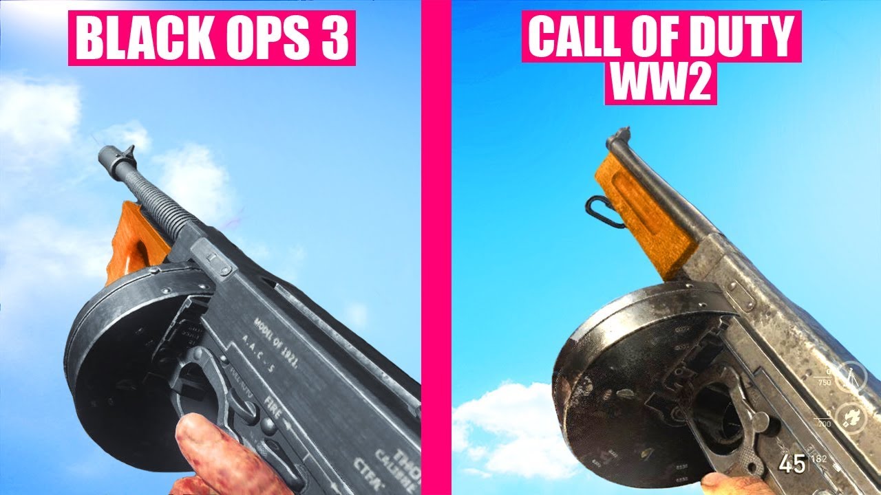 Call of Duty Black Ops 3 vs Call of Duty WW2 - Weapons Comparison