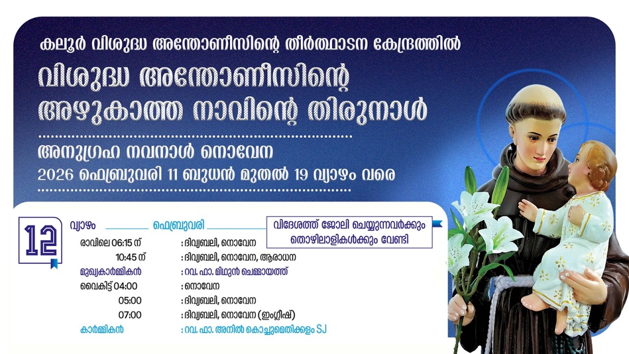 നൊവേന | 04.00PM | 12 FEBRUARY 2026 | THURSDAY | കലൂർ വി.അന്തോണീസിൻ്റെ  തീർത്ഥാടന കേന്ദ്രം