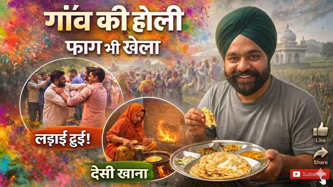 🌈 गाँव की होली 🎨 | फाग भी खेला 😍 लड़ाई भी हुई 😳 देसी खाना 😋