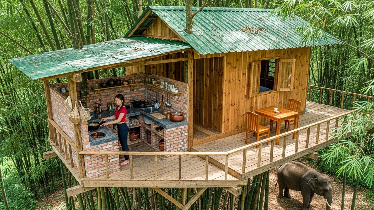 Full Project: Shocking Girl Builds a Fully Equipped Retreat House in 129 Days