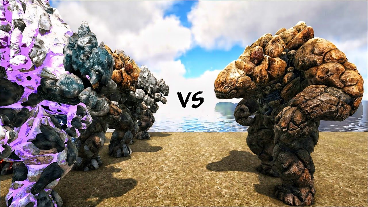 Ark Rock Golem VS 5 Type New TLC Golem | ARK Epic Dino Batle | DINOWORLD