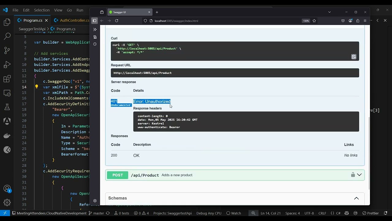 Test with JWT in Swagger UI Authentication  NET Core API