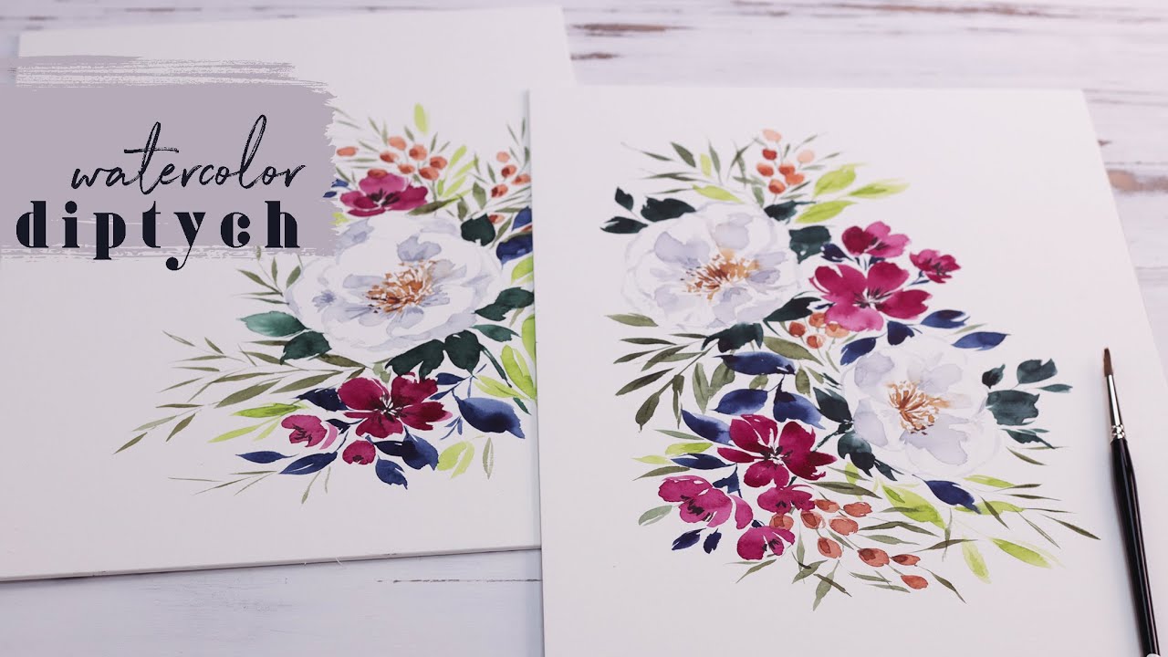 How To Create a Diptych | Watercolor Spring Flowers