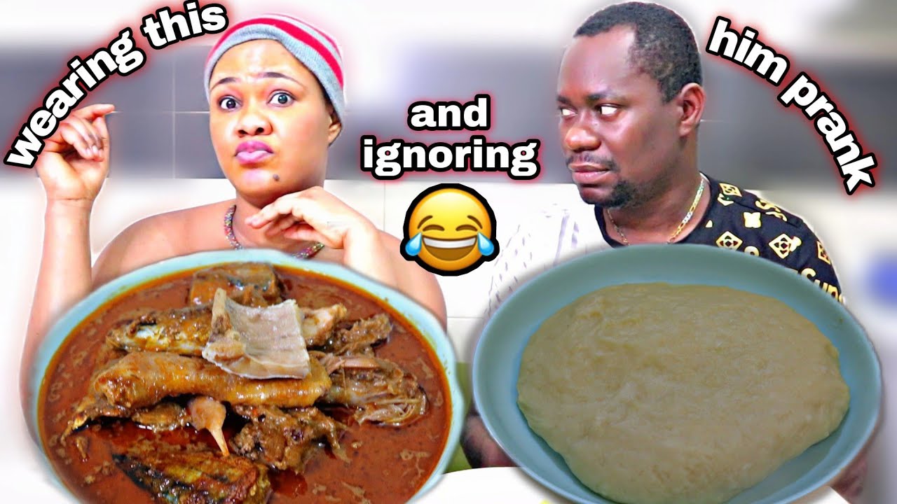 FUFU with PEANUT SOUP MUKBANG | WEARING THIS AND IGNORING HIM PRANK | AFRICAN FOOD MUKBANG