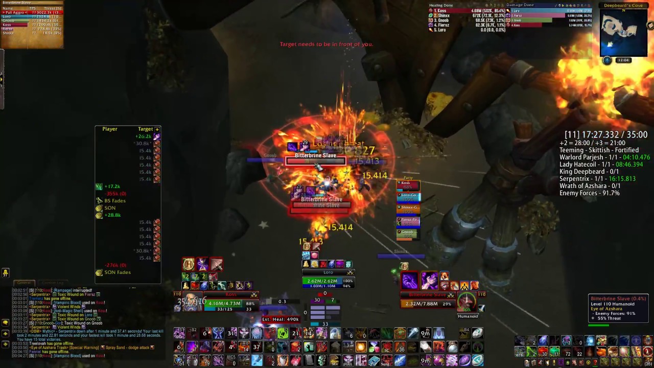 Eye of Azshara Mythic Plus 11 / Teeming / Skittish / Fortified / Blood DK PoV