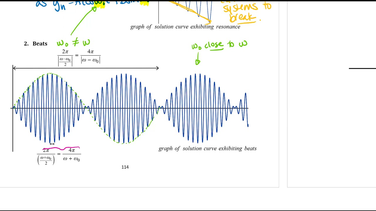 Forced Motion: Beats, Resonance, and an Example