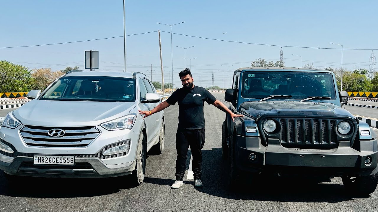 Tuned #santafe VS #thar 4X2 Petrol 🔥| first time on youtube MStallion VS CRDI ❤️ #dragrace #power