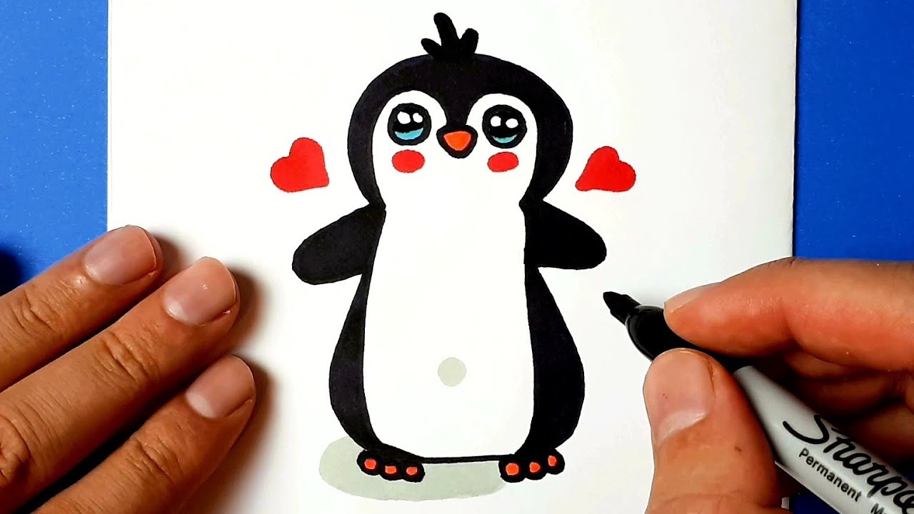 Sevimli Penguen &Ccedil;izimi - Kolay &Ccedil;izimler -Penguen Nasıl &Ccedil;izilir #Sevimliresim&ccedil;izimleri