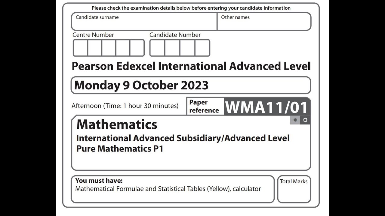 Pearson Edexcel IAL Mathematics WMA11/01 | october 2023Question # 9Step-by-Step Solutions walkthrou