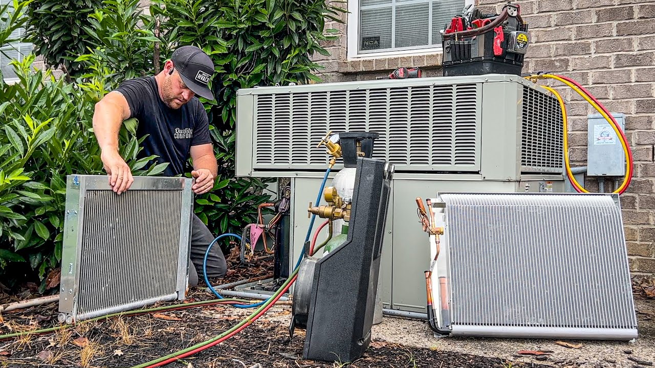 LEAKING coil on a Trane package unit.