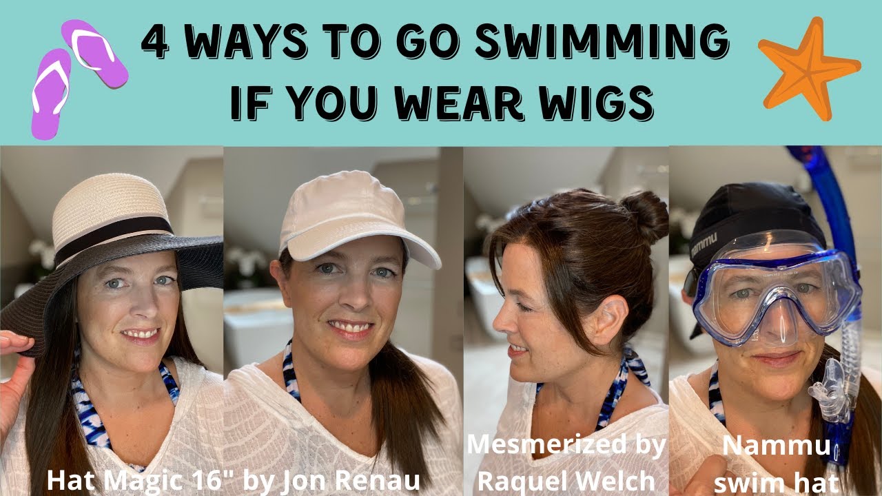 4 Ways to Swim If You Wear Wigs; Hat Magic by Jon Renau, Nammu Swim Hat, Mesmerized by Raquel Welch