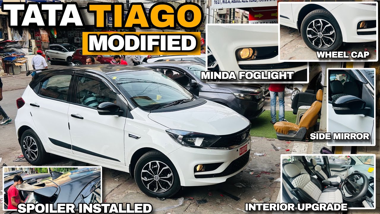 2025 TATA TIAGO FACELIFT MODIFIED✅ INTERIOR UPGRADE🔥 SPOILER AND GENUINE SIDE MIRROR🔥#tiagofacelift