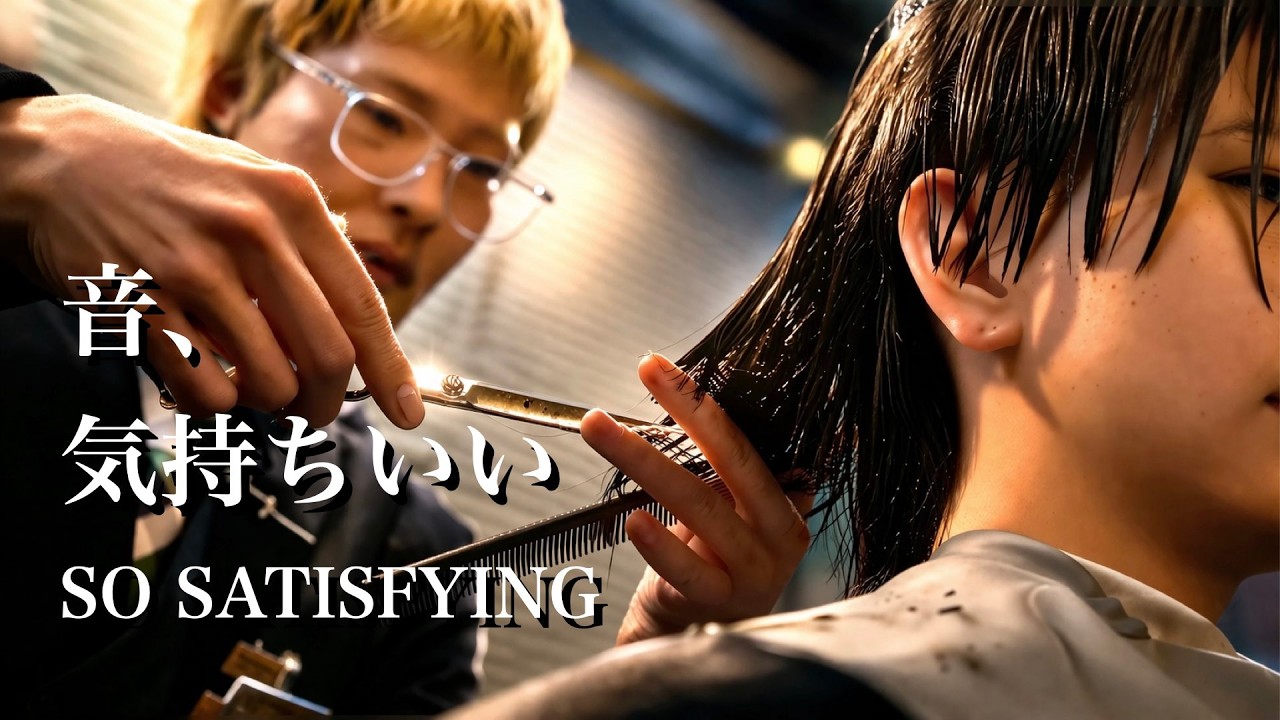ASMR Barber Haircut in Shinjuku, Tokyo｜静かなヘアカットの音