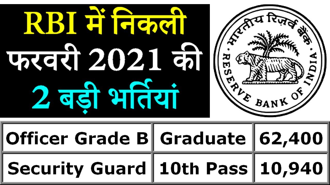 RBI Recruitment 2021 Notification for Officer Grade B & Security Guard