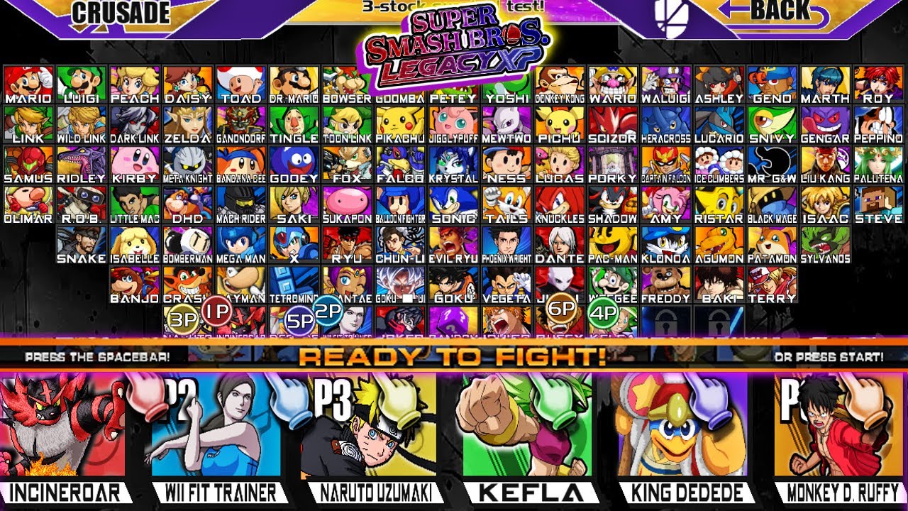 Super Smash Bros.Crusade: All Characters + Alternate Costumes (SSBC LEGACY'XP V.4.1)