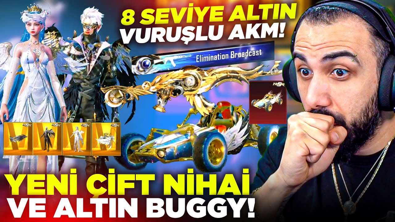 OYUNDA İLK!! 😱 4'L&Uuml; &Ccedil;İFT NİHAİ SET, 8 SEVİYE ALTIN T&Uuml;Y AKM VE KANATLI ALTIN BUGGY!! | PUBG MOBILE