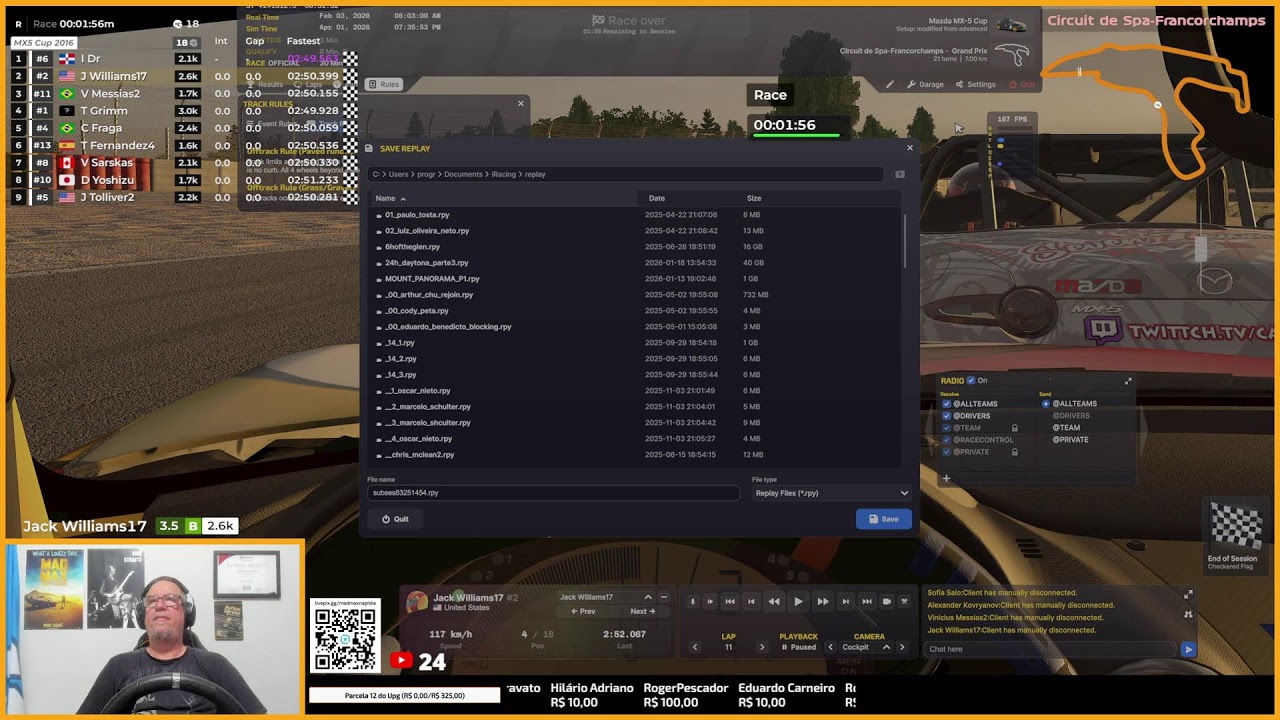 iRacing - LIVE 1030 - Mazdinha em Spa