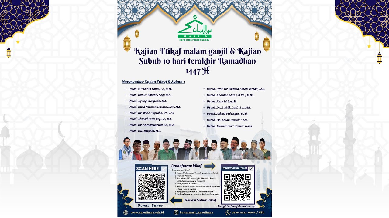 Kajian Bada Subuh Masjid Nurul Iman, Kamis 12 Maret 2026 Oleh Ust. Prof.Dr. Ahmad Sathori Ismail MA