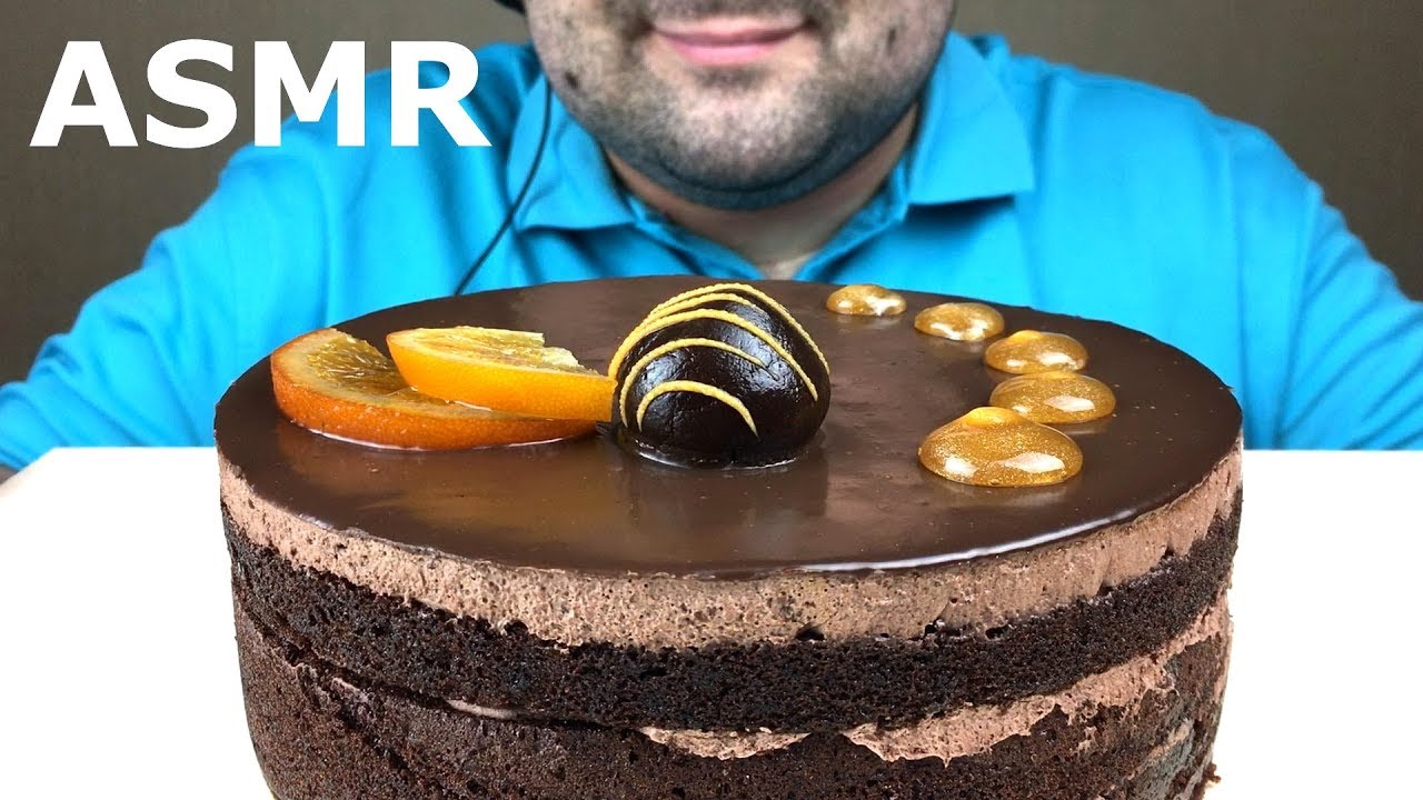 CHOCOLATE CAKE WITH ORANGE (ASMR Eating Sounds) NO TALKING