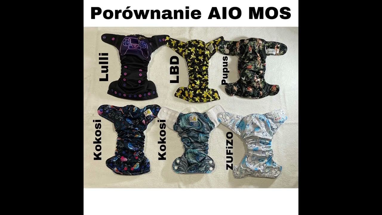 Porównanie AIO Mini One Size (MOS) -Lulli, Little Birds', Pupus, Kokosi, ZUFiZO-pieluchy wielorazowe