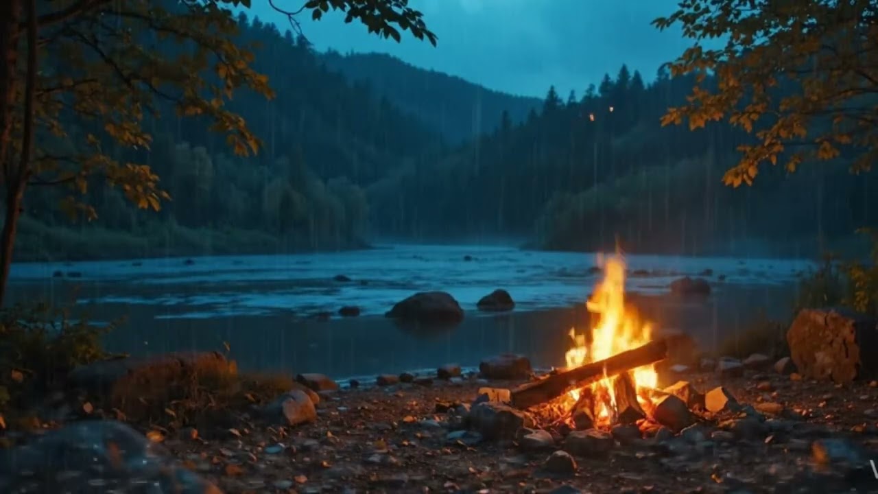 Cozy Camping in the Rain 🔥 | Fireplace & Rain ASMR for Deep Sleep