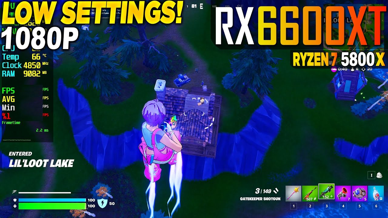 Fortnite Reload RX 6600 XT + Ryzen 7 5800x - 1080p Low, Performance Mode,