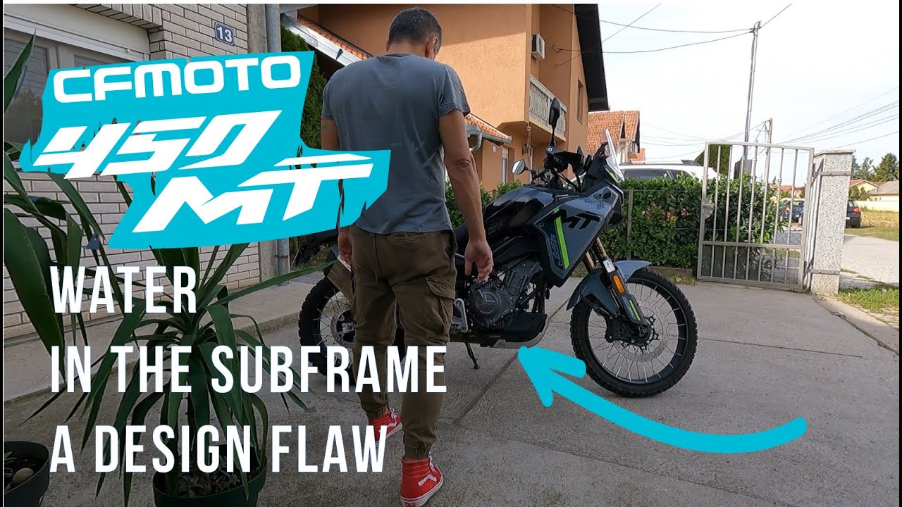 Water in the CFMOTO 450MT subframe with rust - A Design Flaw