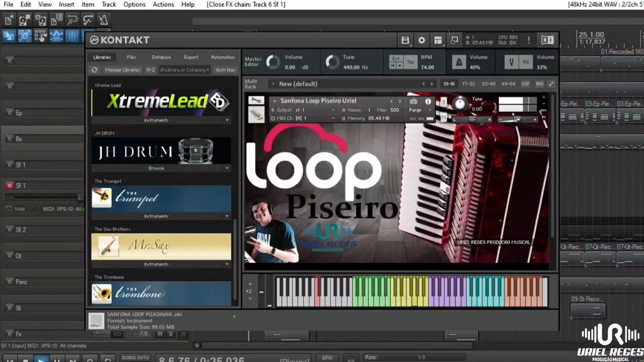 Sanfona Loop de piseiro para Kontakt com download grátis(Link na descrição)