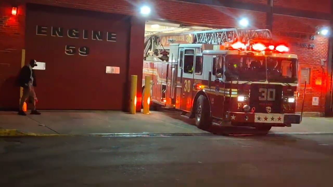 FDNY Ladder 30 Responding from Quarters and Battalion 16 showed up.