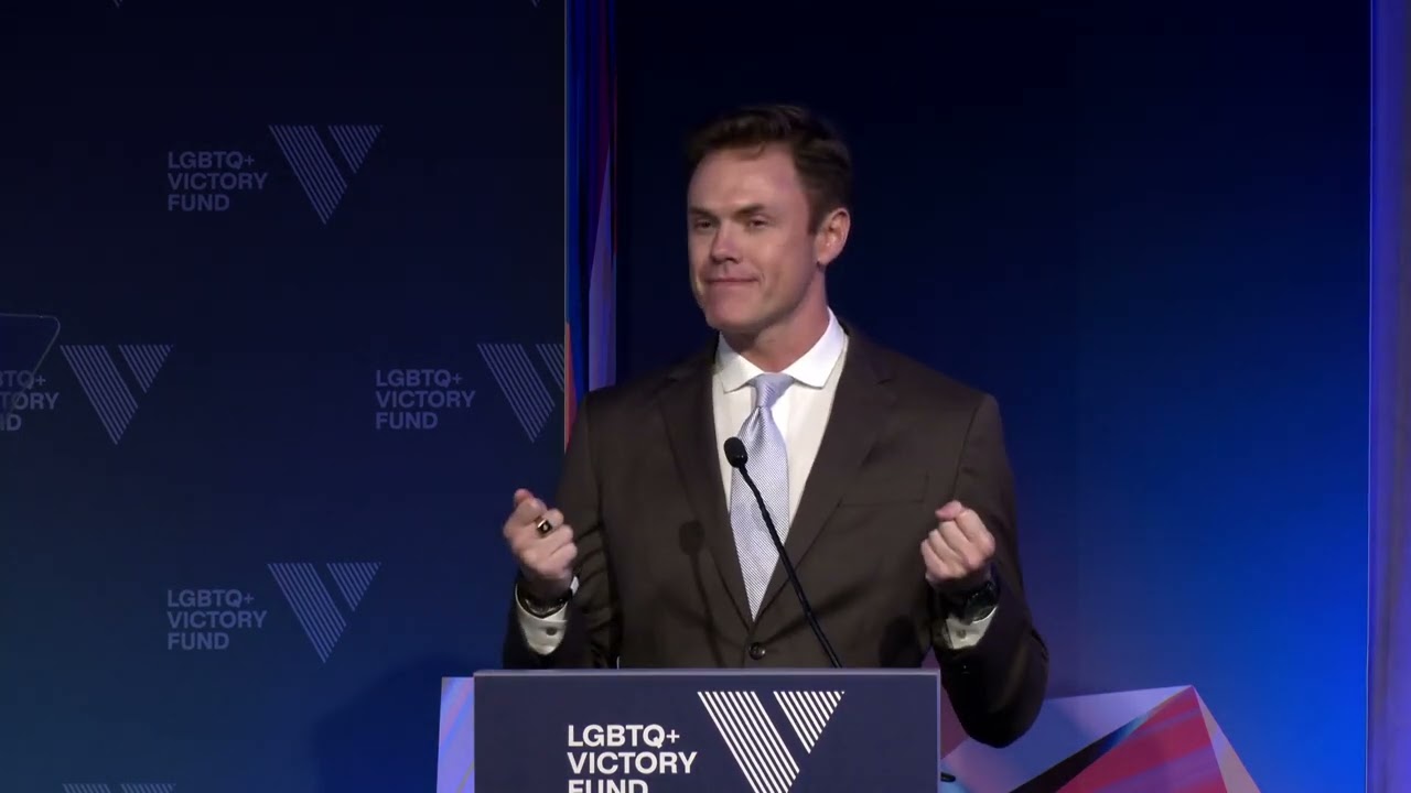 Blake Cooper Griffin speaks at LGBTQ+ Victory Fund National Champagne Brunch