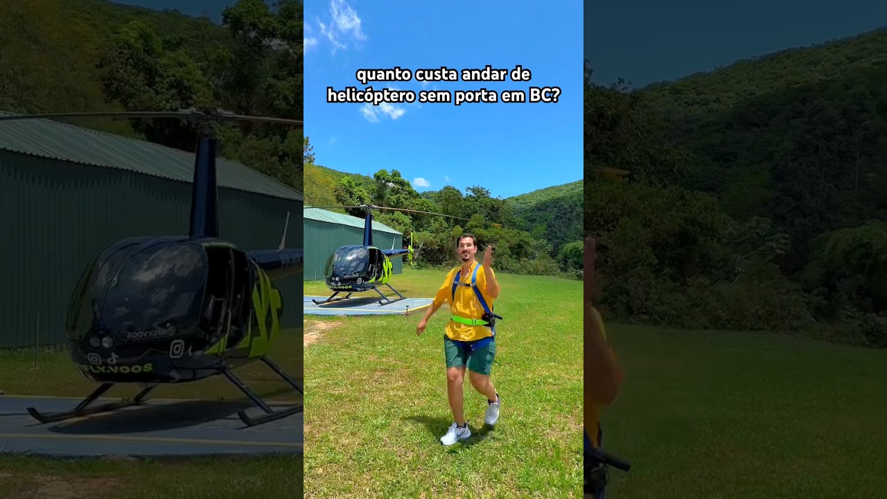 Voo de helic&oacute;ptero sem porta em Balne&aacute;rio Cambori&uacute;