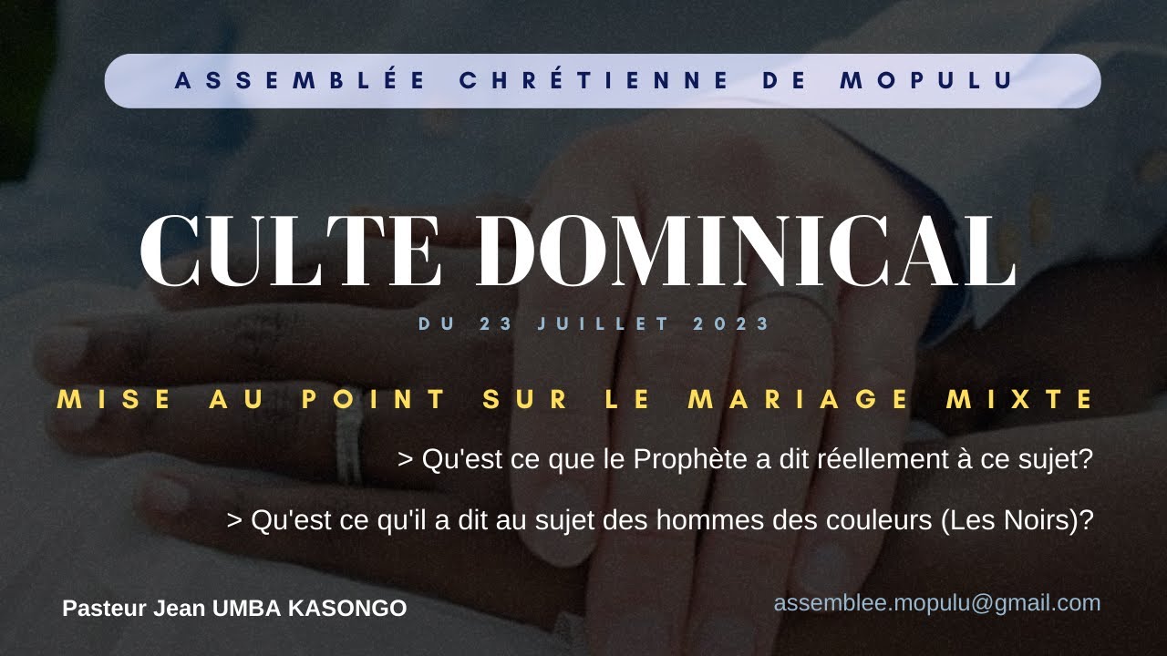 ACM: Live culte du Dimanche 23 Juillet 2023 - Pasteur Jean UMBA