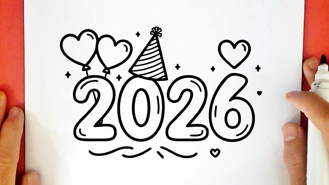 COMMENT DESSINER 2026 FACILE! 🎉 Bonne Année