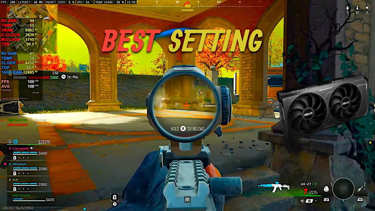 call of duty warzone rayzen 5 5600 + rx 6600 performance setting