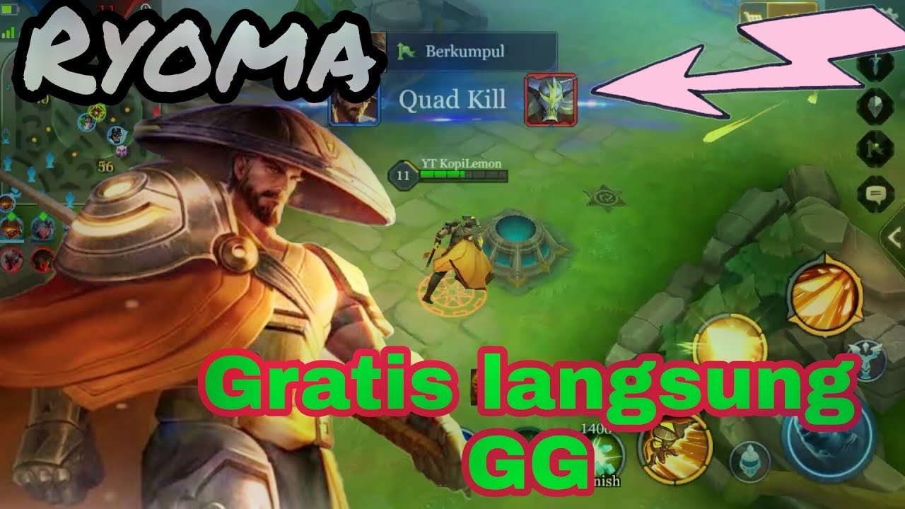 Hero GG Ryoma baru coba langsung Quad kill